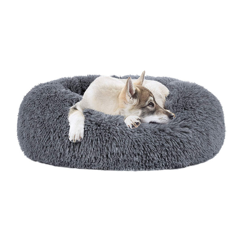 Memory Foam Fleece Round Shape Sofa-Style Living Room Couch Pet Bed with Removable Cover for Dogs and Cats