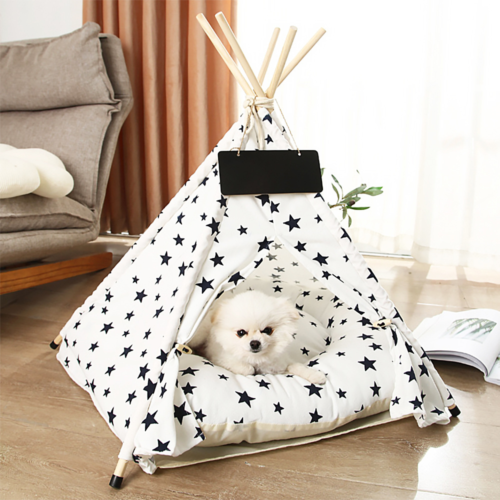 Washable Pet Bed Portable Luxury Pet Tents & Houses with Cushion Travel Cats Modern Sleep Solid Wooden Bed for Cats