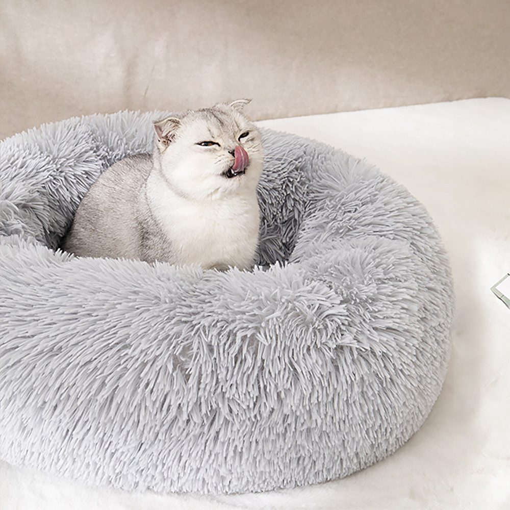 Hot Sale Popular Soft Premium Custom Color Available Autumn Winter Thickened Removable Plush Warm Donut Pet Bed