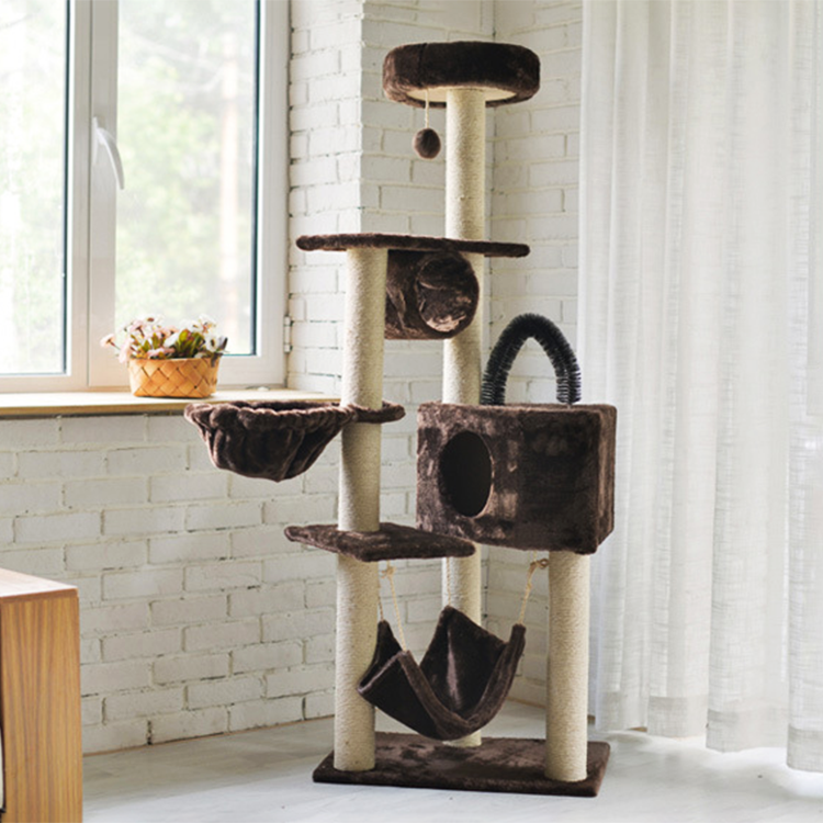 Pet Luxury Furniture Modern Condo Scratcher Natural Wood Tree Tower Outdoor House For Cat