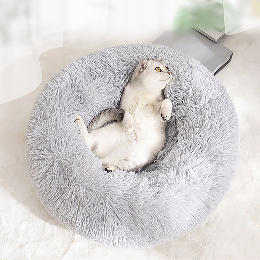 Hot Sale Popular Soft Premium Custom Color Available Autumn Winter Thickened Removable Plush Warm Donut Pet Bed