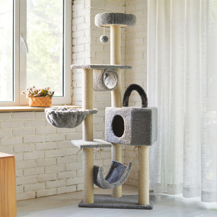 Pet Luxury Furniture Modern Condo Scratcher Natural Wood Tree Tower Outdoor House For Cat