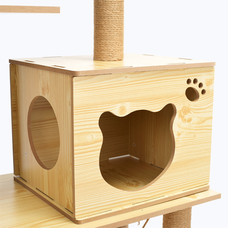 Tall Cat Tree Tower Scratching Post and Cat Hammock Wood Cat Tower for Indoor