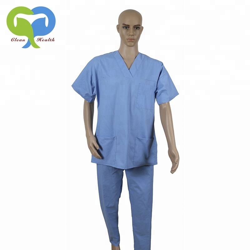 Polycotton V-neck scrub sets hospital medical nurse scrubs uniforms men women hospital apparel clothing patient hospital gown