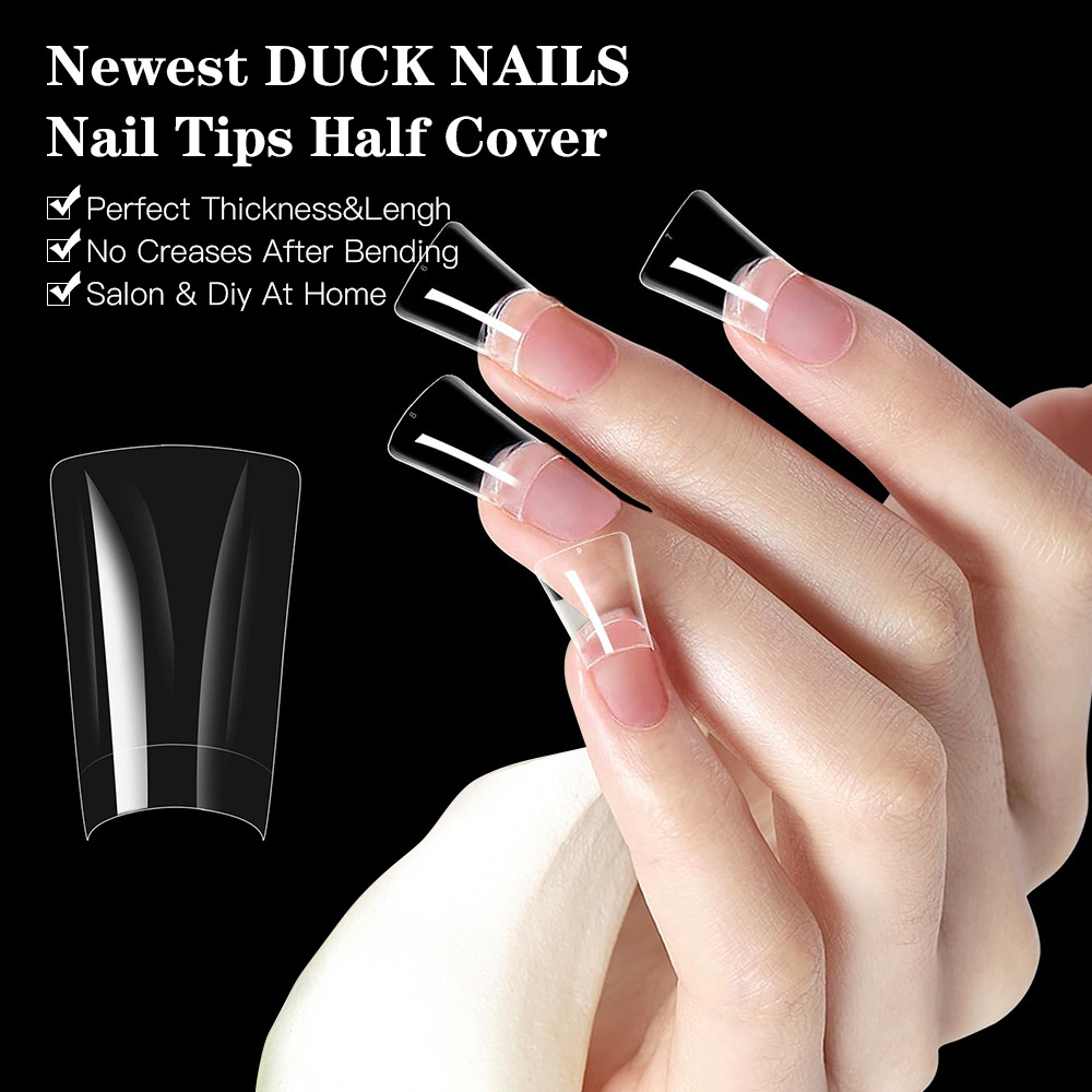 500pcs Wide Duck Feet Half Cover Nail Tips Custom Wholesale False Nail Tips For Acrylic