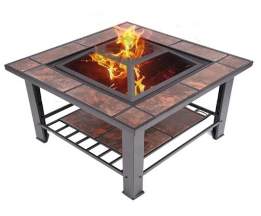 Garden Popular Wood Burning Square Charcoal Table Fire Pit  Mesh Spark Screen Cover Heating Stove