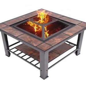 Garden Popular Wood Burning Square Charcoal Table Fire Pit  Mesh Spark Screen Cover Heating Stove