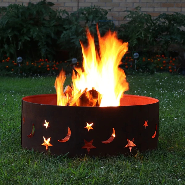 Patio Rustic Custom Star Pattern Garden Fire Pits Wood Burning Fire Pit Campfire Ring Brazier