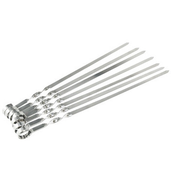 Wholesale Stainless Steel Rotating Sticks Metal BBQ Skewers Kebab Barbecue Accessories