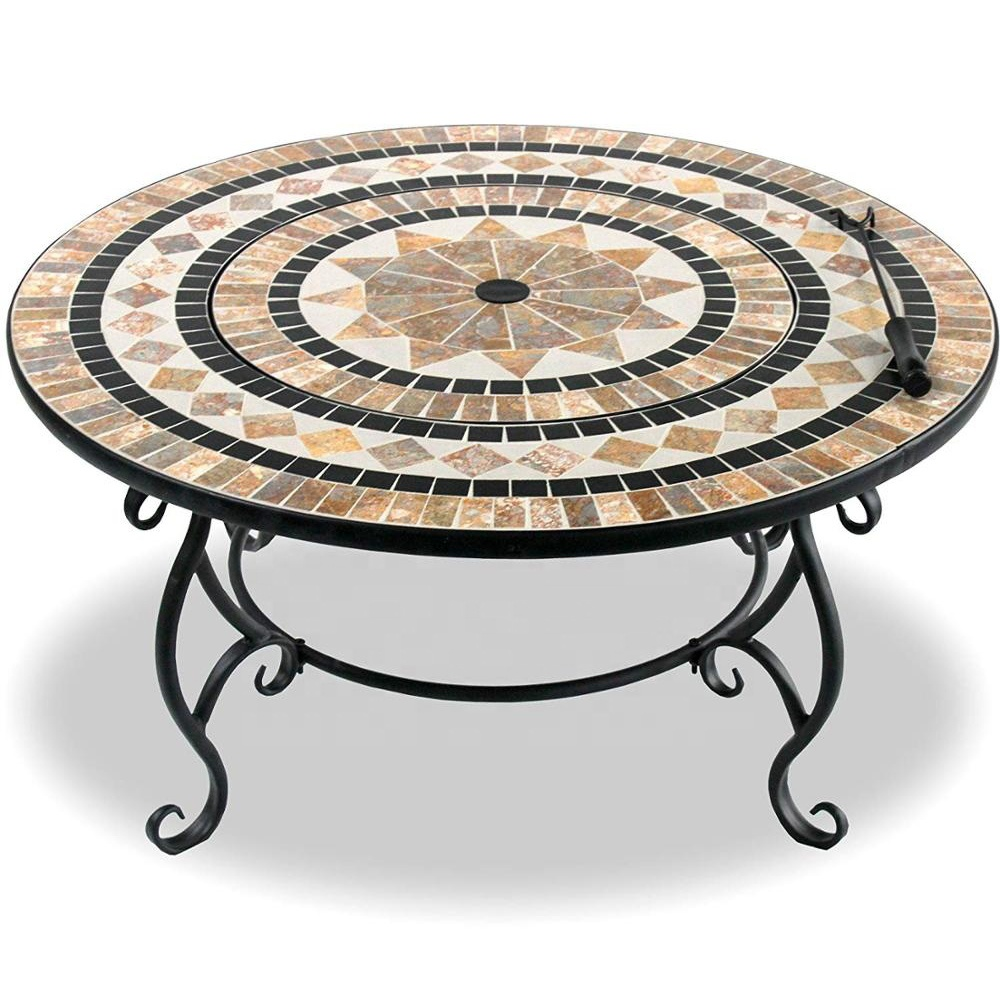 Customization Outdoor Round Patio Garden Heater Marble Fire Pit Coffee Table Grill