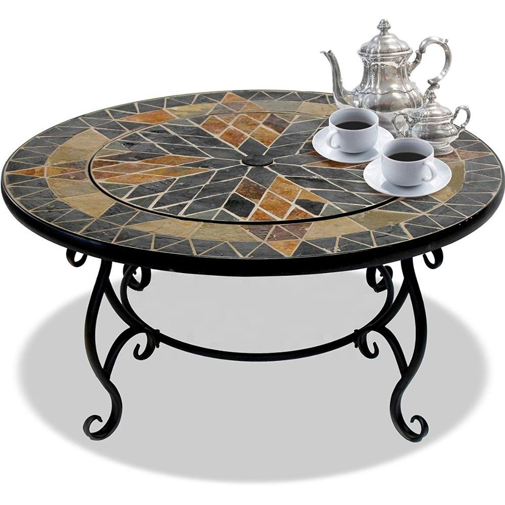 Customization Outdoor Round Patio Garden Heater Marble Fire Pit Coffee Table Grill