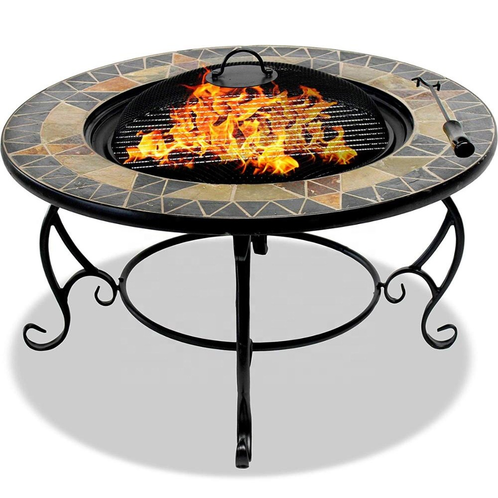 Customization Outdoor Round Patio Garden Heater Marble Fire Pit Coffee Table Grill