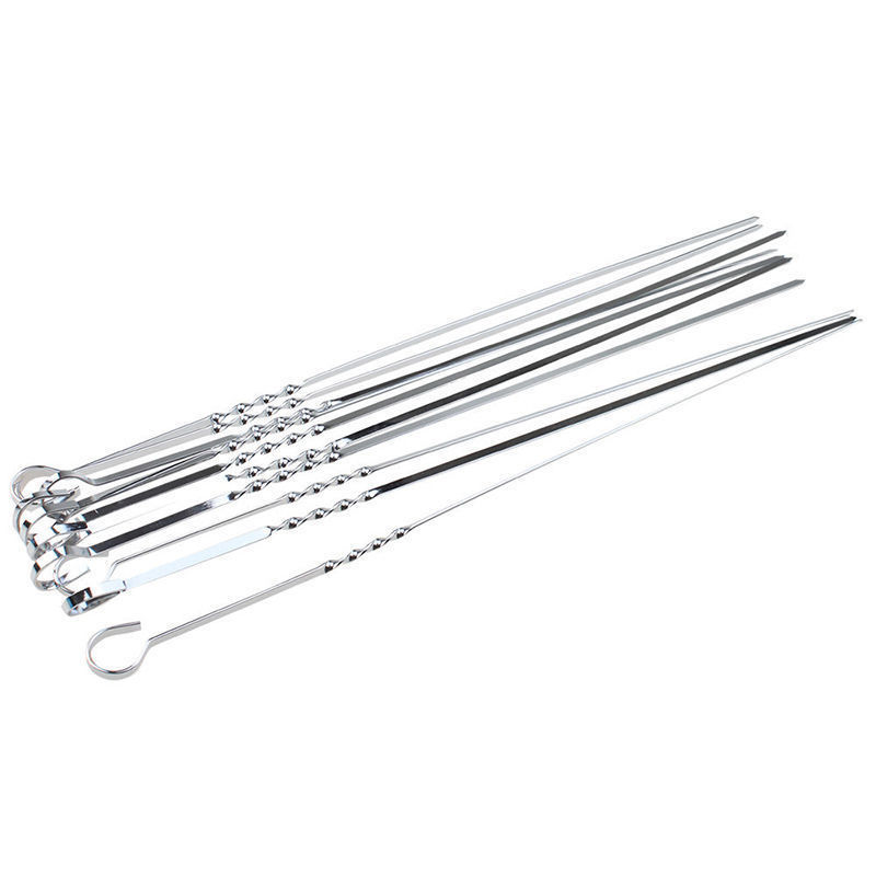 Wholesale 45CM Flat Reusable Grilling Kabob Skewers Set BBQ Accessories Stainless Steel Roast BBQ Skewers