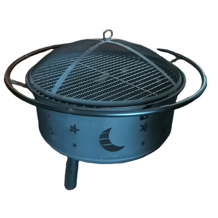 Winter Iron Cast Star Moon Wholesale Round Fireplace Firewood Outdoor Indoor Steel Metal Firepit Grill