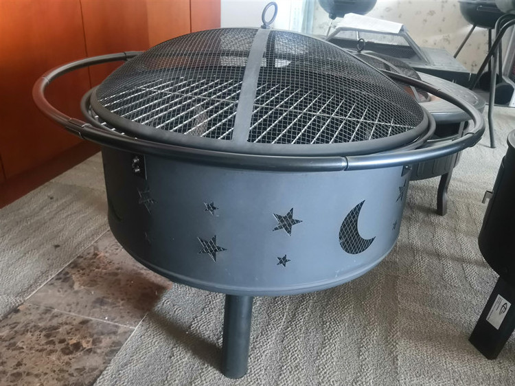 Winter Iron Cast Star Moon Wholesale Round Fireplace Firewood Outdoor Indoor Steel Metal Firepit Grill