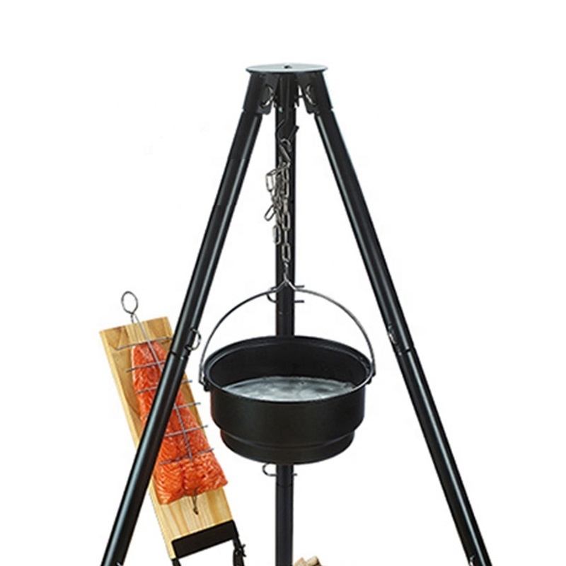 Outdoor height adjustable Tripod hanging charcoal bbq grill fire pit set barbecue grill