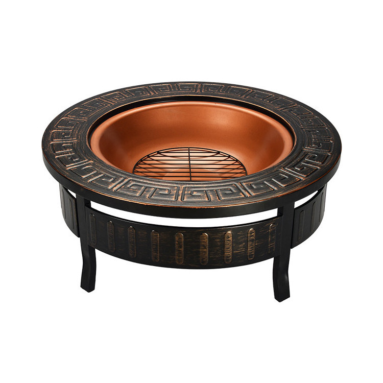 Garden Hugh Round Durable HightTemperature Paint Rust Metal Barbecue Grill Fire Pits For Heating