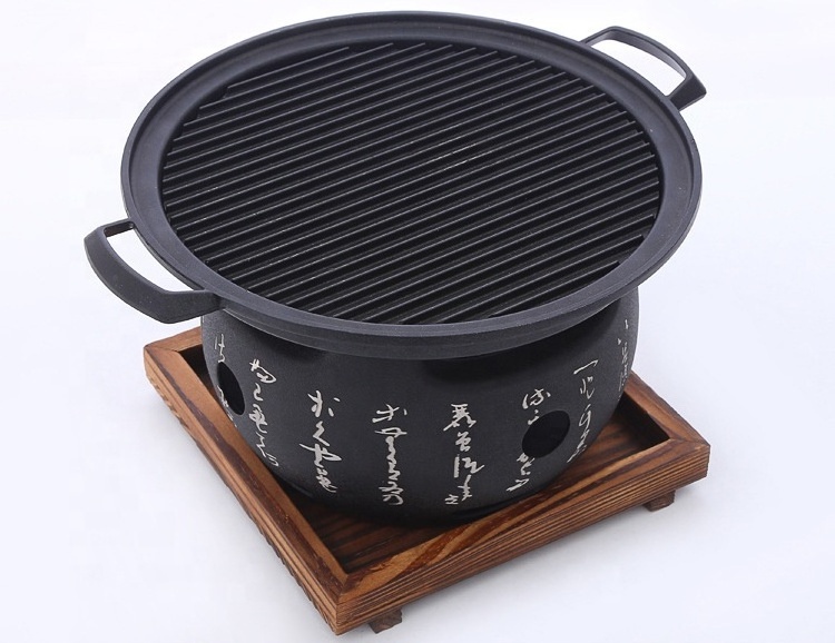 Chinese Style Hibachi Small Yakitori grill Tabletop Round Charcoal BBQ Grill Alcohol Stove Barbecue Grill