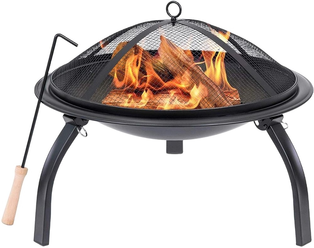 22 Inch Portable Folding Outdoor Winter Firewood Wood Burning Bowl Fire Pit For Field Backyard