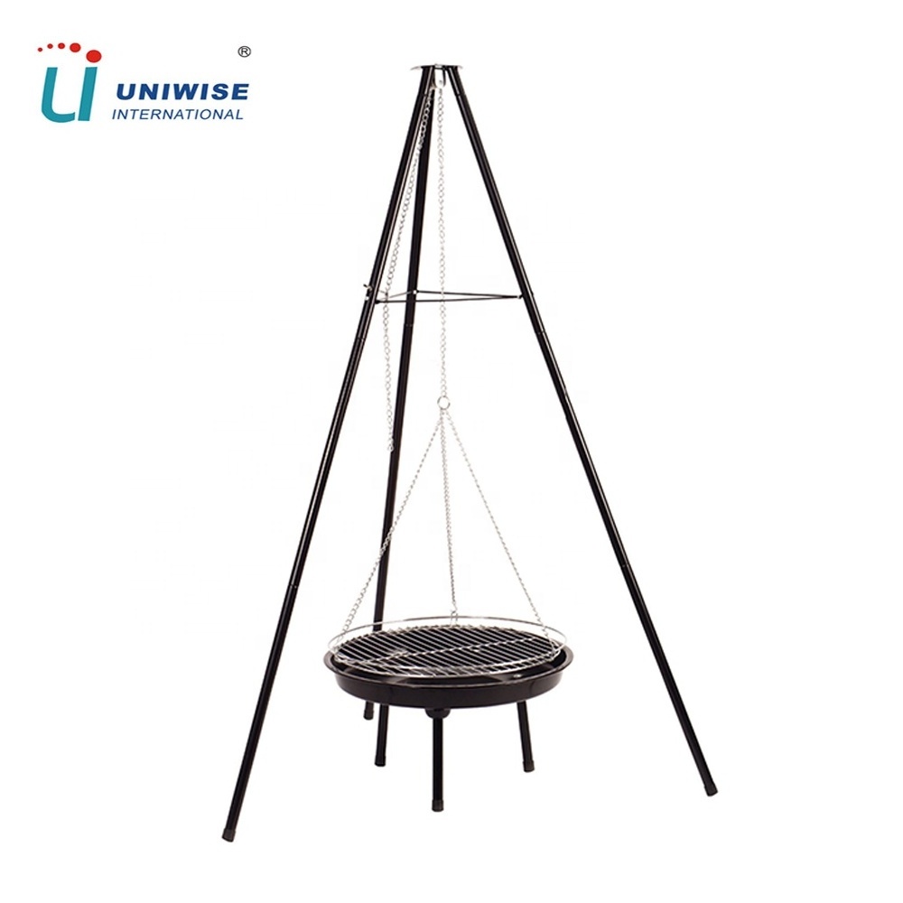 Swing bbq grill outdoor camping height adjustable tripod hanging barbecue grill