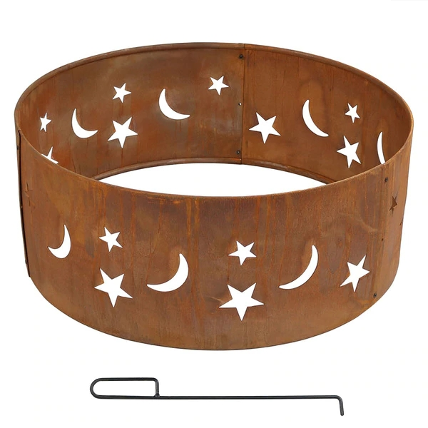 Patio Rustic Custom Star Pattern Garden Fire Pits Wood Burning Fire Pit Campfire Ring Brazier