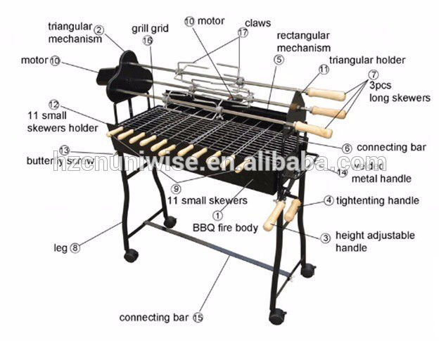 Greek Cypriot Charcoal Motorised Outdoor Rotisserie BBQ Grill Automatic Cyprus Grill