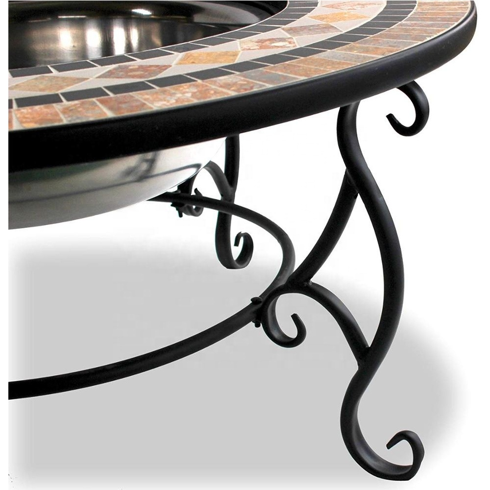 Marble Fire Pit Table Garden Heater Mosaic With Cover