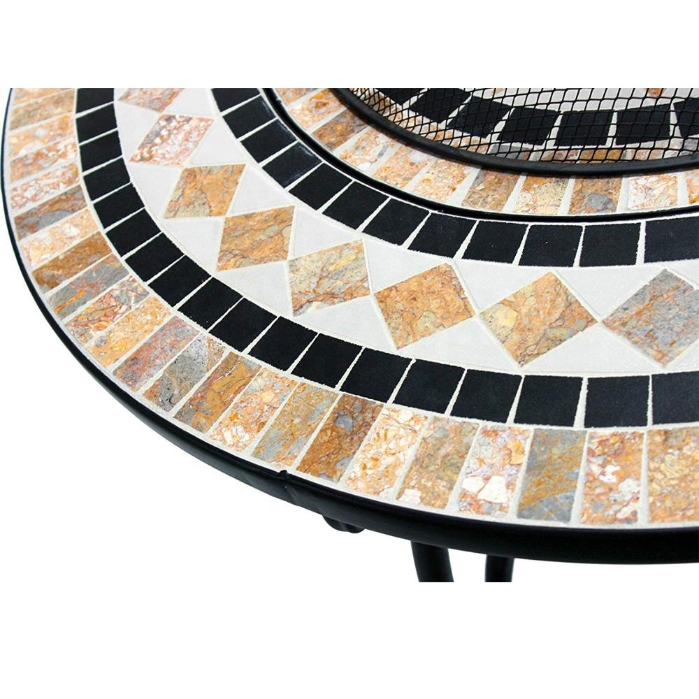 Marble Fire Pit Table Garden Heater Mosaic With Cover