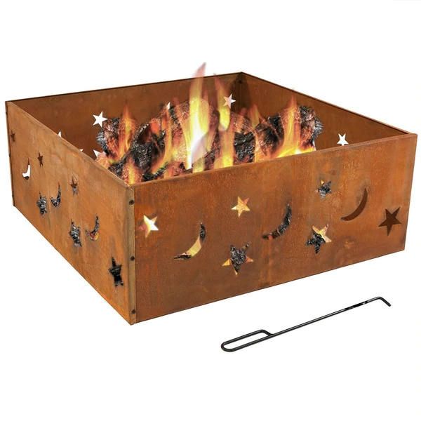 Patio Rustic Custom Star Pattern Garden Fire Pits Wood Burning Fire Pit Campfire Ring Brazier