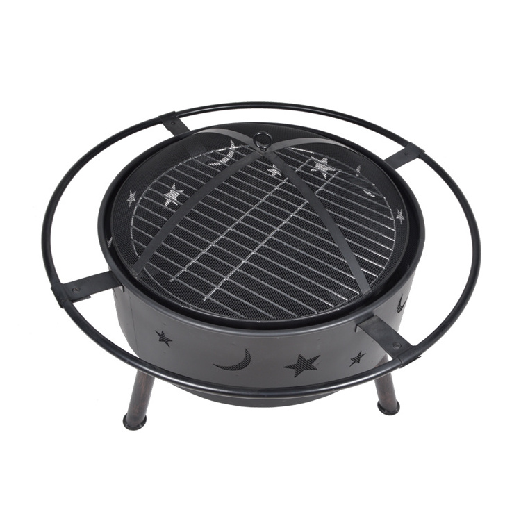 Outdoor Garden Furniture Moons Stars Design Bonfire Spark Screen Metal Fire Pit