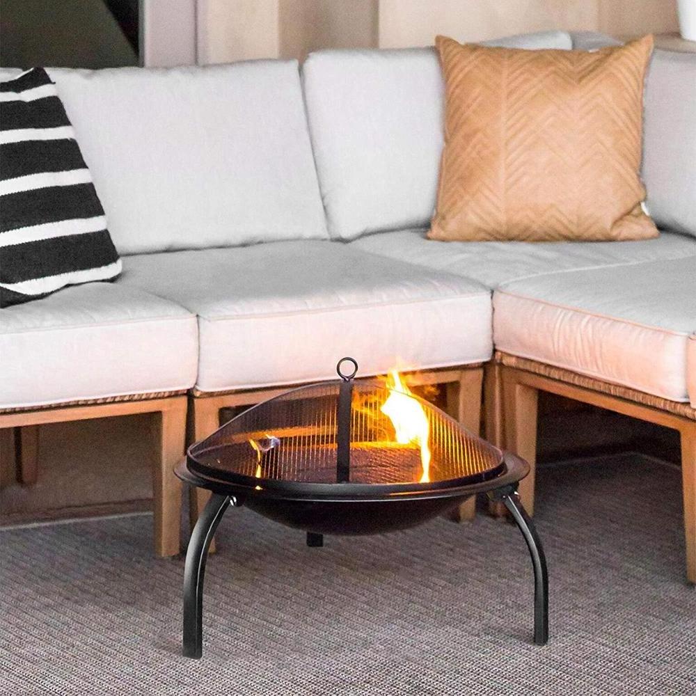 22 Inch Portable Folding Outdoor Winter Firewood Wood Burning Bowl Fire Pit For Field Backyard