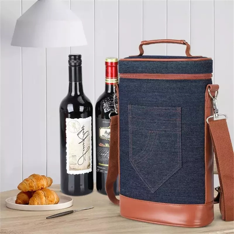 2 Bottles Wine Bag Travel Picnic Tote Bag Wine Cooler Bag