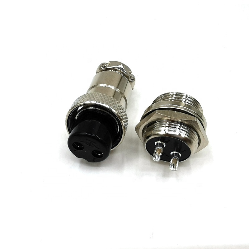 Silver Aviation Plug 4Pin 16mm GX16 Metal Male Female Panel Mount Connector