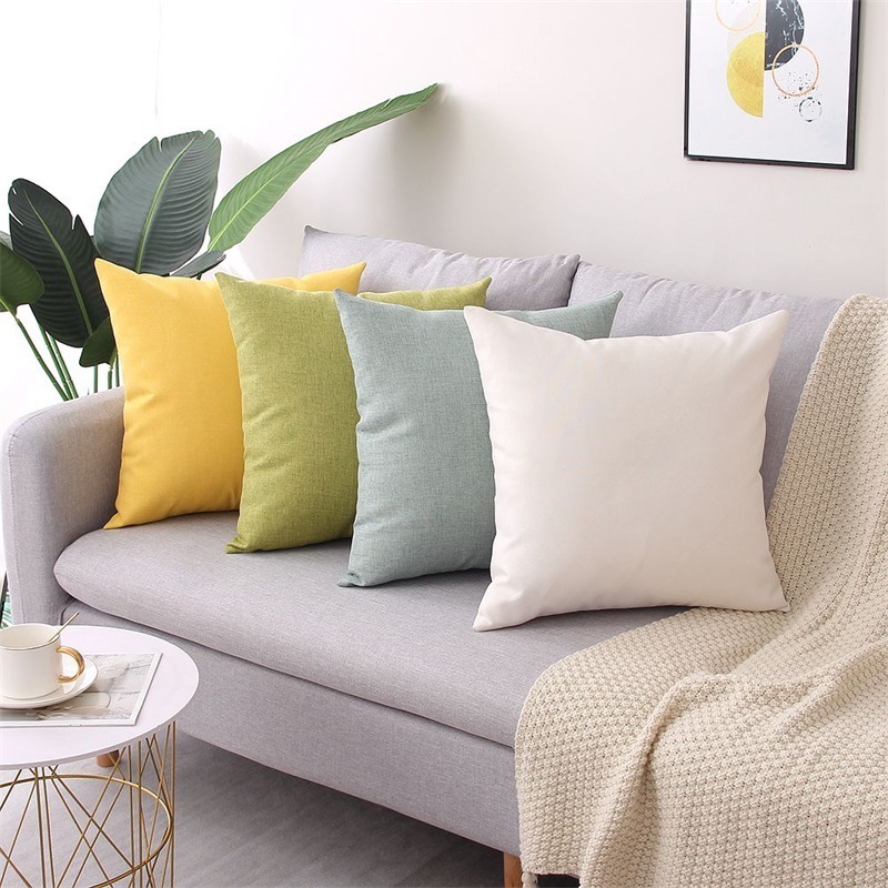 Customize Home Decorative Garden Throw Pillowcase Polyester Plain Linen Waterproof Outdoor Couch Cushion Covers