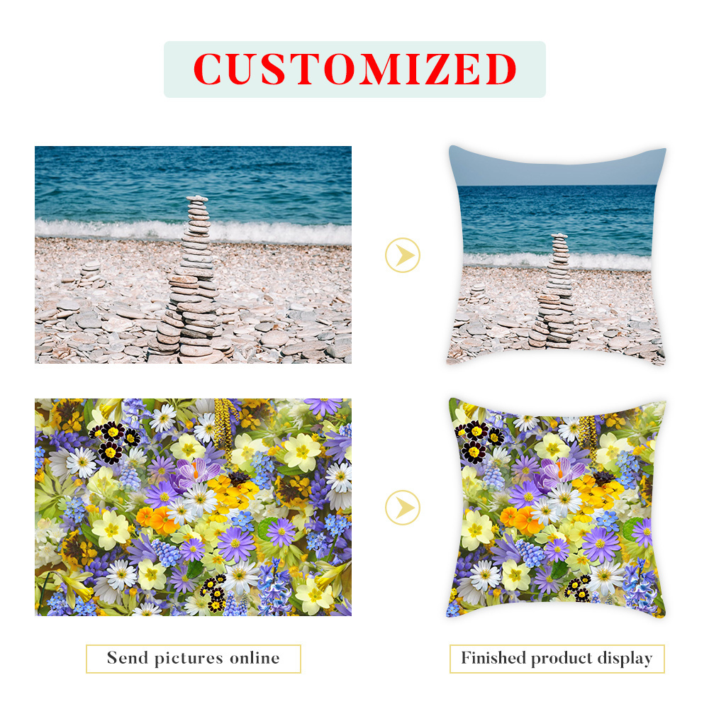 Design Custom Size Logo Cotton Velvet Linen Pillow Case Cover Print Pillow Case Sublimation Custom Cushion Cover