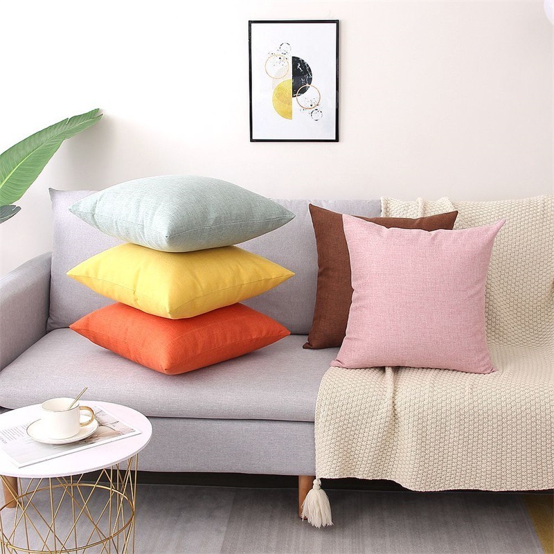 Customize Home Decorative Garden Throw Pillowcase Polyester Plain Linen Waterproof Outdoor Couch Cushion Covers