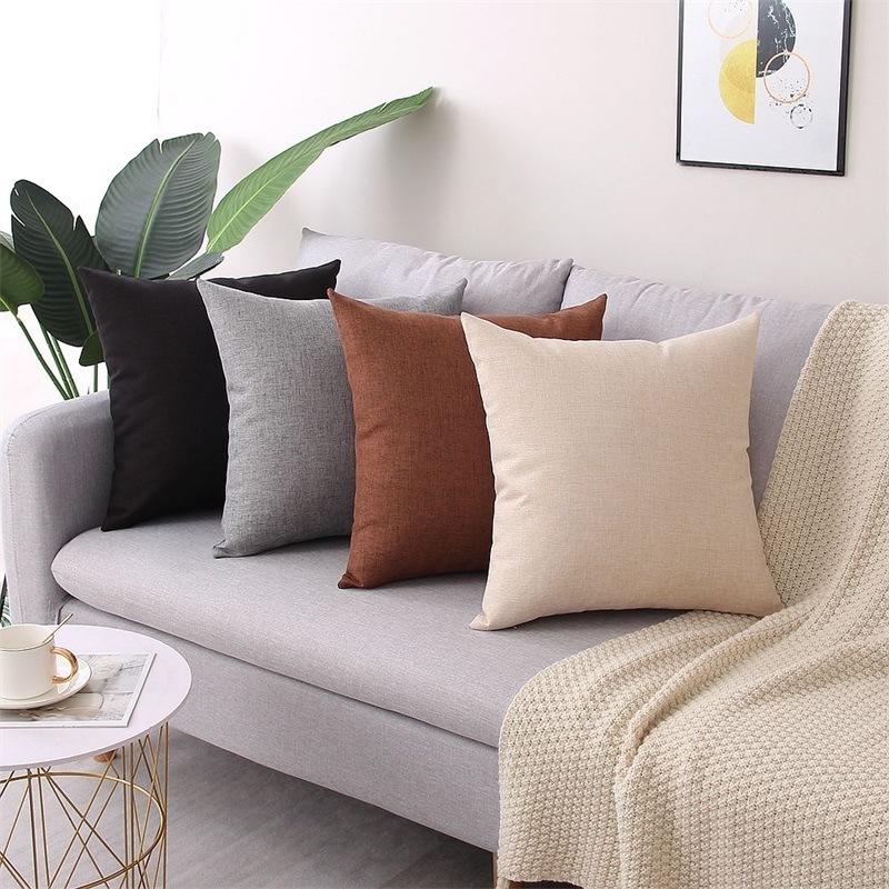 Customize Home Decorative Garden Throw Pillowcase Polyester Plain Linen Waterproof Outdoor Couch Cushion Covers