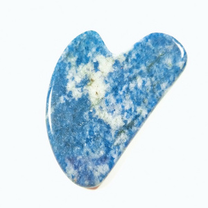 Custom Logo Shape Natural Blue Point Jasper Gua Sha Definition Face Stone Scraping Guasha Massage Tools Eye Massager