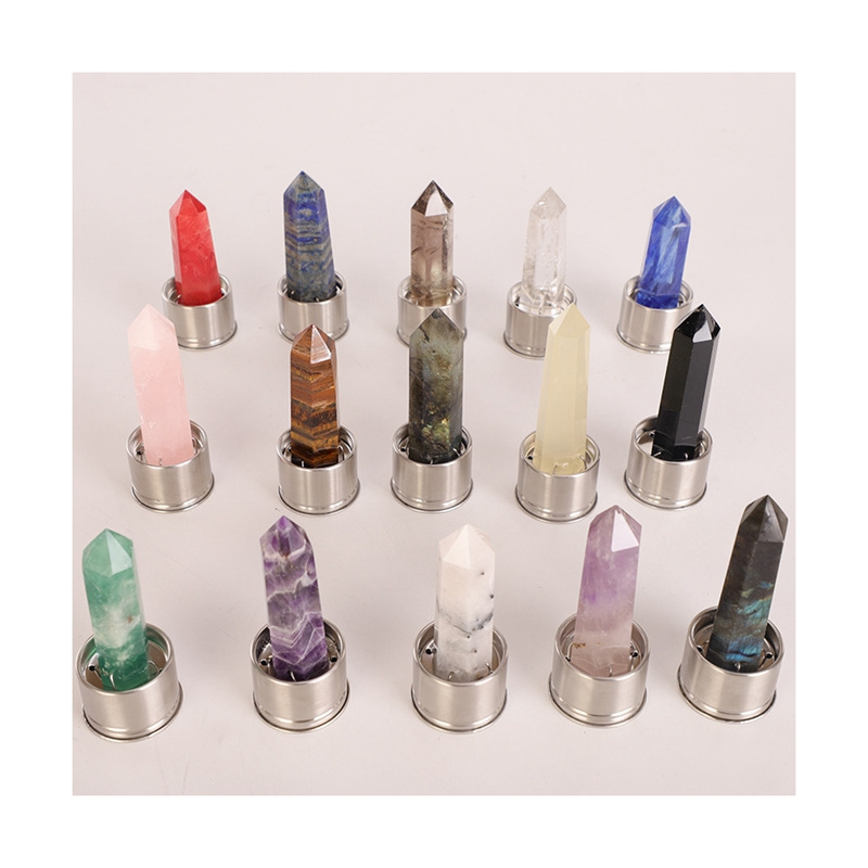 Wholesale Natural Healing Gemstone Crystal Glass Water Bottles Rose Quartz Tower Cup For Gift