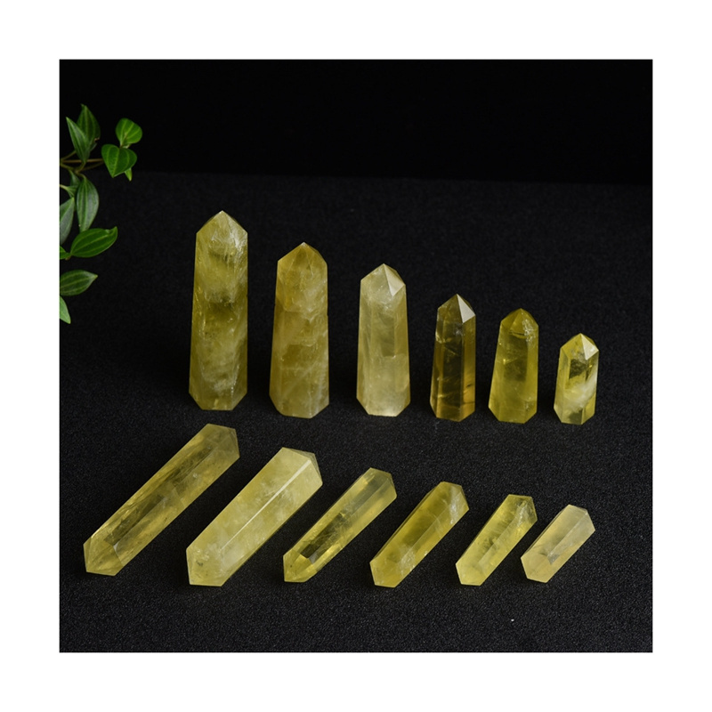 Natural Crystal Crafts High Quality Gemstone Point Semi-precious Stone Wand Lemon Citrine Tower For Decoration