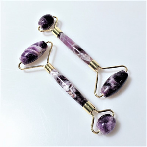 Jade Roller Stone Double Amethyst Jade Roller Beauty Massage for Face Facial Jade Each Stone Accept 100% Natural stone