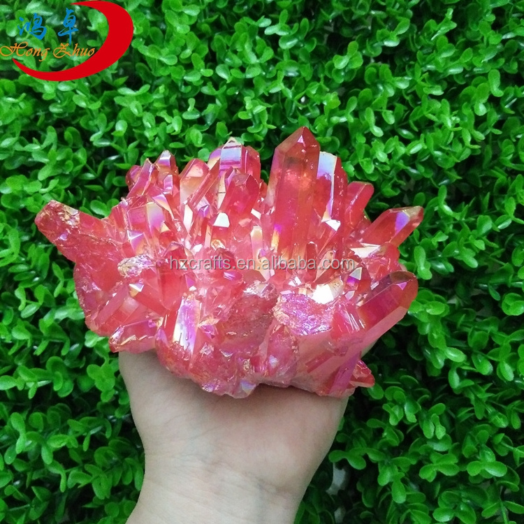 2023 Wholesale Price Blue /red/green/white Aqua Aura Crystal Quartz Cluster , Sparkly Raw cluster crystal quartz