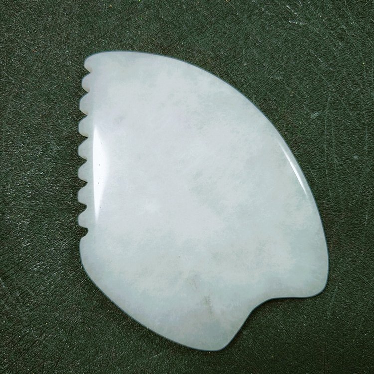 2023 Wholesale Natural Stone Heart Shape Guasha Facial Tool White Jade Gua Sha Body For Scrapers Face Massage