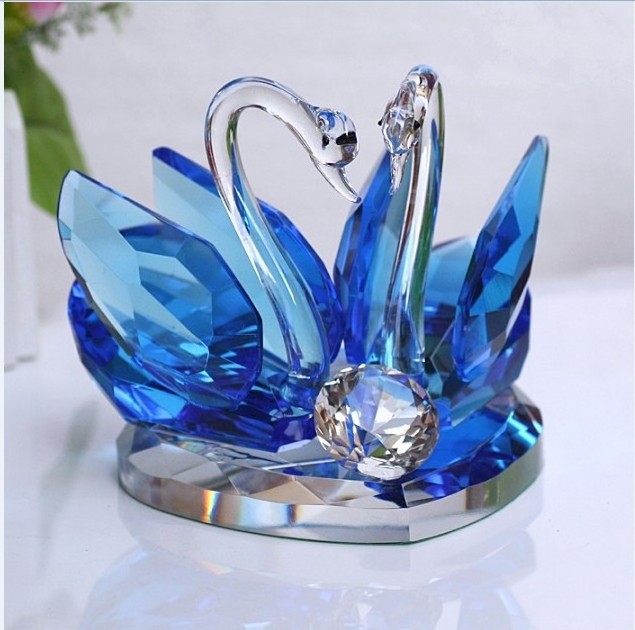 Diy Wholesale Handmade Angelic Purple Blue Crystal Swans for Promotion gifts