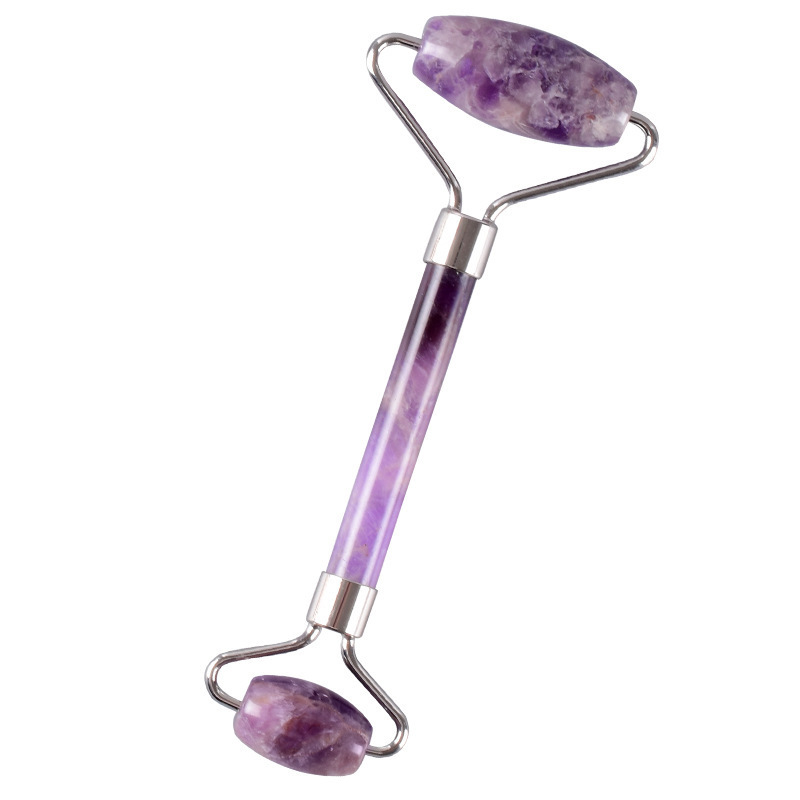 Jade Roller Stone Double Amethyst Jade Roller Beauty Massage for Face Facial Jade Each Stone Accept 100% Natural stone