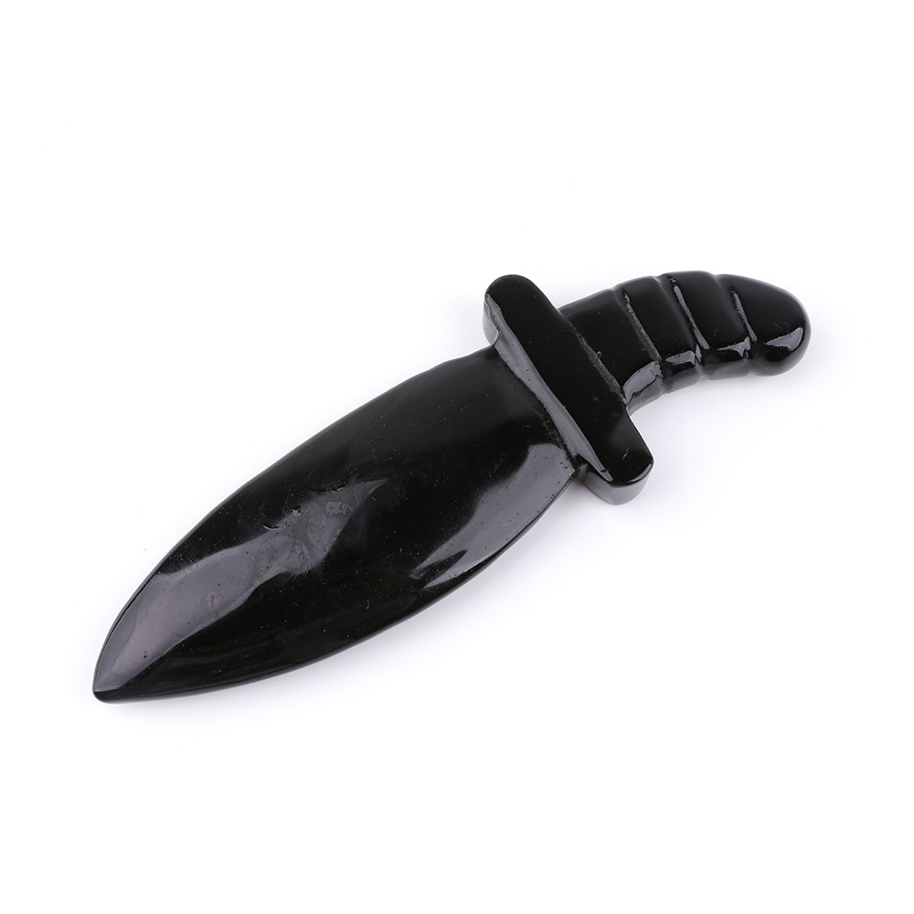 hot sale natural crystal Black Obsidian dagger carving for decoration