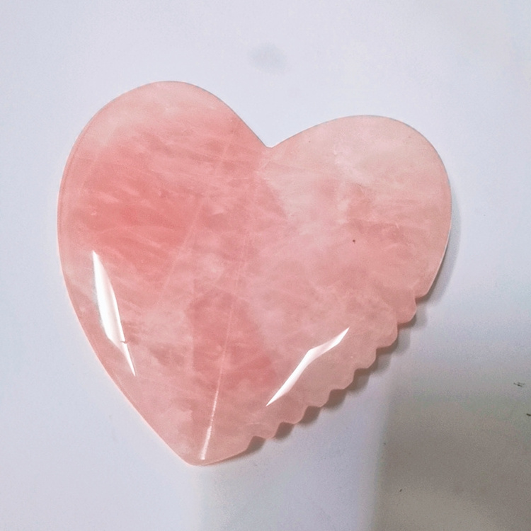 Body Rose Quartz heart spiky guasha Jade Stone Gua Sha Scraping Massage Board Tool Set