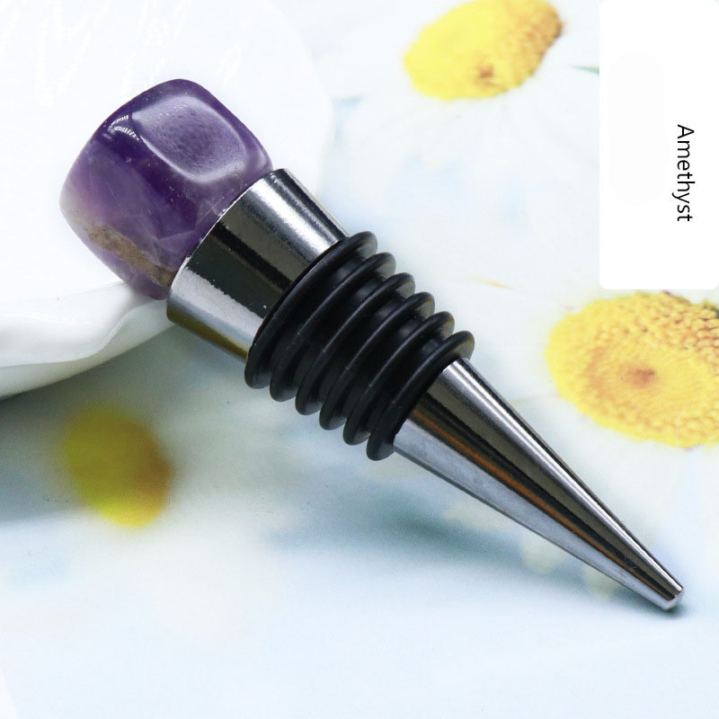 HZ Hot sale gemstone amethyst wine stopper tumbled stones blank large tumble for gift stones