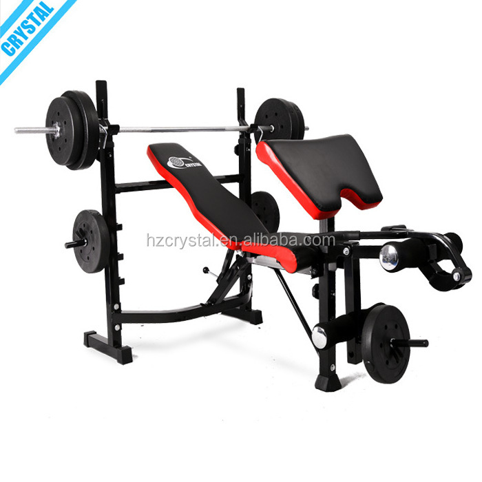 SJ-7828 Multi Gym Body Building Equipment Total Sports America Adjustable Weight Bench with Biceps Trainer