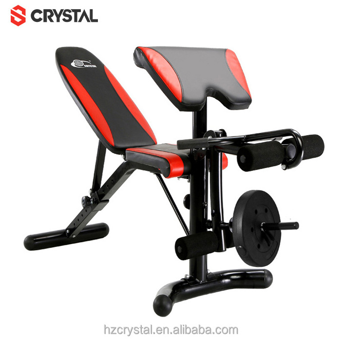 Crystal OEM/ODM Custom Multi Gym Equipment Strength Training Adjustable Weight Lifting Weight Bench with Lat Bar Power Rack